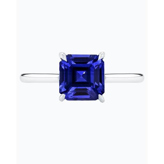 Ceylon Saphir Solitär Ring Asscher Cut 2 Karat Damenschmuck - harrychadent.de