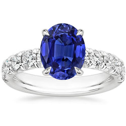 Ceylon-Saphir-Solitärring mit runden Aus der Erde Abgebauter Natürlicher Diamantakzenten 4,50 Karat