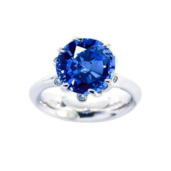 Ceylon Saphir mit Aus der Erde Abgebauter Natürlicher Diamanten 1.90 ct Ring Weißgold 14K