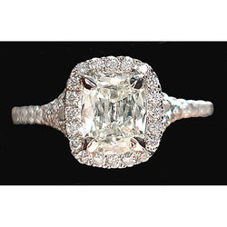 Cushion Center Halo Diamant-Verlobungsring 3,75 ct. Weißgold 14K