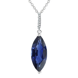 Damen-Anhänger Marquise mit dunkelblauem Saphir und Aus der Erde Abgebauter Natürlicher Diamant, 4,75 Karat