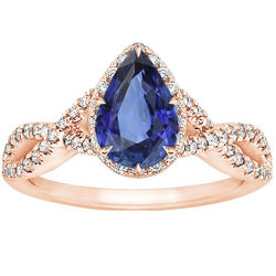 Damen Blauer Saphir Ring Twist Style Mit Diamantakzenten 3.75 Karat