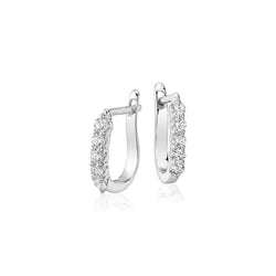 Damen-Creolen aus 14 Karat Weißgold, 2 Karat, runde Aus der Erde Abgebauter Natürlicher Diamanten im Brillantschliff