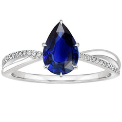 Damen Aus der Erde Abgebauter Natürlicher Diamant Blauer Saphir Ring 5 Karat Funkelndes Weißgold Schmuck