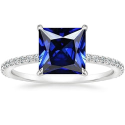 Damen Aus der Erde Abgebauter Natürlicher Diamant & Blauer Saphir Verlobungsring Mit Akzenten 6 Karat