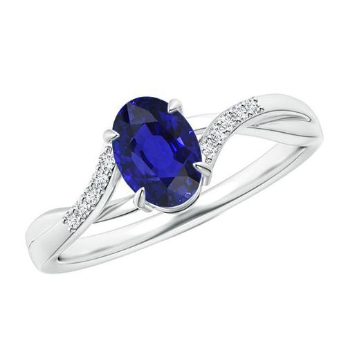 Damen Diamant-Goldring mit ovalem Ceylon-Saphir-Zentrum 4,75 Karat - harrychadent.de