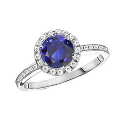 Damen Aus der Erde Abgebauter Natürlicher Diamant Halo Ring Ceylon Saphir Edelstein Akzent 2,50 Karat