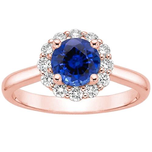 Damen Diamant Halo Ring Flower Style Blauer Saphir 3 Karat Roségold - harrychadent.de