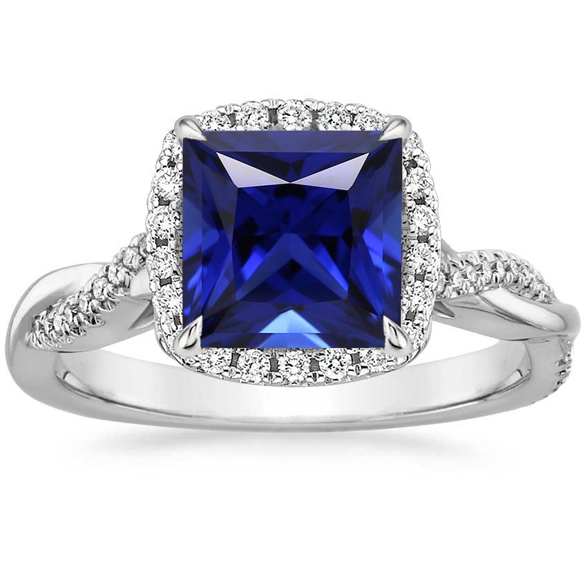 Damen Diamant Halo Ring Krappenset Princess Blue Sapphire 6 Karat Pave - harrychadent.de