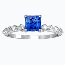 Damen Aus der Erde Abgebauter Natürlicher Diamant Jubiläumsring Strahlend tiefblauer Saphir 2 Karat