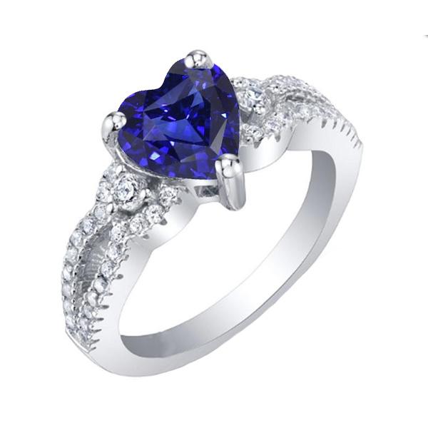 Damen Diamant Schmuck Herz Ceylon Saphir Ring 3 Karat Split Shank - harrychadent.de