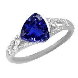 Damen Aus der Erde Abgebauter Natürlicher Diamant Schmuck Trillion Saphir Ring 2,50 Karat Split Shank