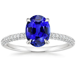 Damen Aus der Erde Abgebauter Natürlicher Diamant-Verlobungsring Ceylon Saphir mit Akzenten 6 Karat