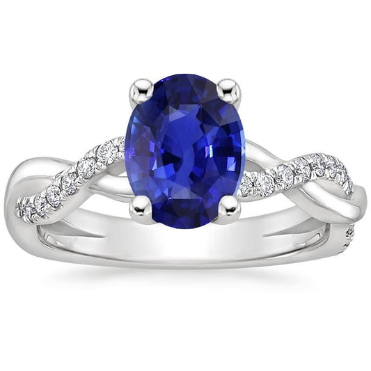 Damen Diamant-Verlobungsring Oval Blauer Saphir & Diamanten 5 Karat - harrychadent.de