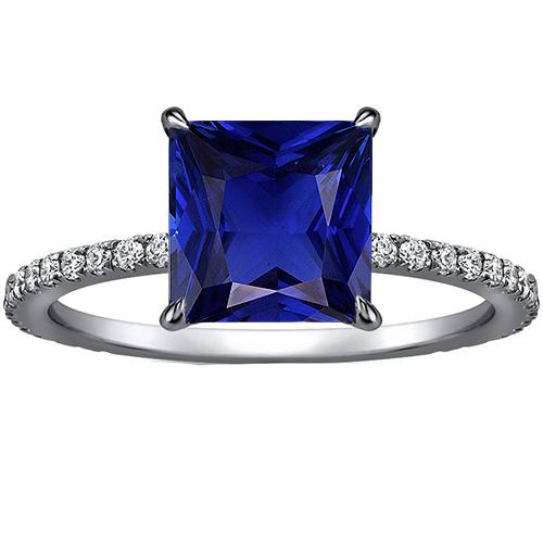 Damen Diamant Verlobungsring Princess Cut Ceylon Saphir 4,75 Karat - harrychadent.de