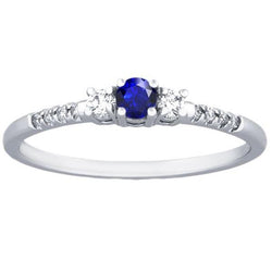 Damen Aus der Erde Abgebauter Natürlicher Diamantring 1,50 Karat 3 Steine Stil Blauer Saphir Rundschliff