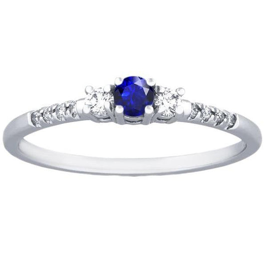 Damen Diamantring 1,50 Karat 3 Steine Stil Blauer Saphir Rundschliff - harrychadent.de