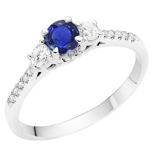 Damen Diamantring 3 Steine Stil Blauer Saphir Mit Akzenten 2 Karat - harrychadent.de