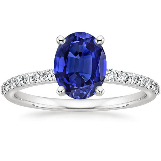 Damen Diamantring Oval Ceylon Saphir Akzente Gold 14K 5,50 Karat - harrychadent.de