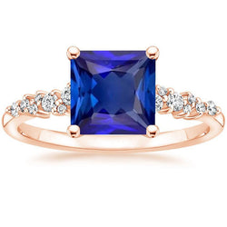 Damen Aus der Erde Abgebauter Natürlicher Diamantring Roségold Ceylon Saphir mit Akzenten 5,50 Karat