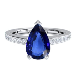 Damen Aus der Erde Abgebauter Natürlicher Diamantschmuck Blauer Saphir Ring Weißgold 14K 4,50 Karat