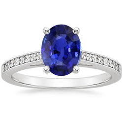 Damen Edelstein Ceylon Saphir Ring Channel Set Aus der Erde Abgebauter Natürlicher Diamanten 4,50 Karat
