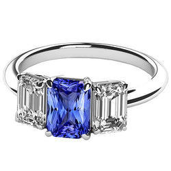 Damen Edelstein Radiant Saphir Ring Smaragd Aus der Erde Abgebauter Natürlicher Diamanten VVS1 4 Karat
