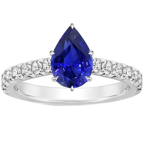 Damen Edelstein Ring Birnenschliff Blauer Saphir Mit Akzenten 5,50 Karat - harrychadent.de