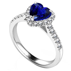 Damen Edelstein Schmuck Ceylon Saphir Halo Aus der Erde Abgebauter Natürlicher Diamant Ring 3,50 Karat
