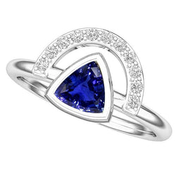 Damen Edelstein Schmuck Trillion Lünette Set Blauer Saphir Ring 2 Karat
