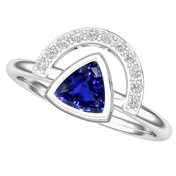 Damen Edelstein Schmuck Trillion Lünette Set Blauer Saphir Ring 2 Karat - harrychadent.de