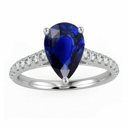Damen Edelstein Solitaire Ceylon Saphir Ring mit Akzenten 4 Karat
