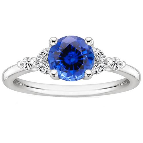 Damen Edelsteinring Blauer Saphir Marquise & Runde Diamanten 3 Karat - harrychadent.de