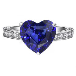 Damen Edelsteinring Herzschliff Saphir & Aus der Erde Abgebauter Natürlicher Diamanten 3 Karat Schmuck