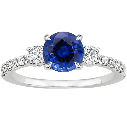 Damen Gold Diamant Ring Blauer Saphir 3 Steine Stil Ring 3 Karat Neu - harrychadent.de