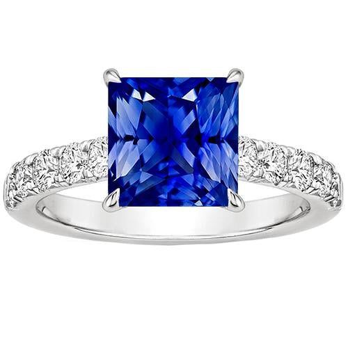 Damen Gold Diamantring Prinzessin Blauer Saphir Akzent 4,50 Karat - harrychadent.de