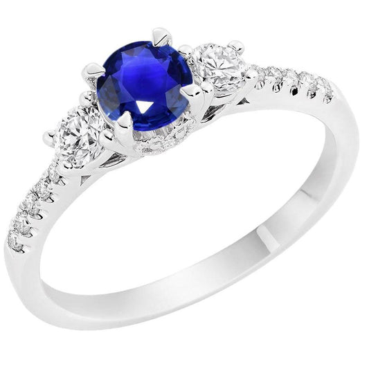 Damen Gold Diamantring Rundschliff Ceylon Saphir 3.50 Karat 14K - harrychadent.de