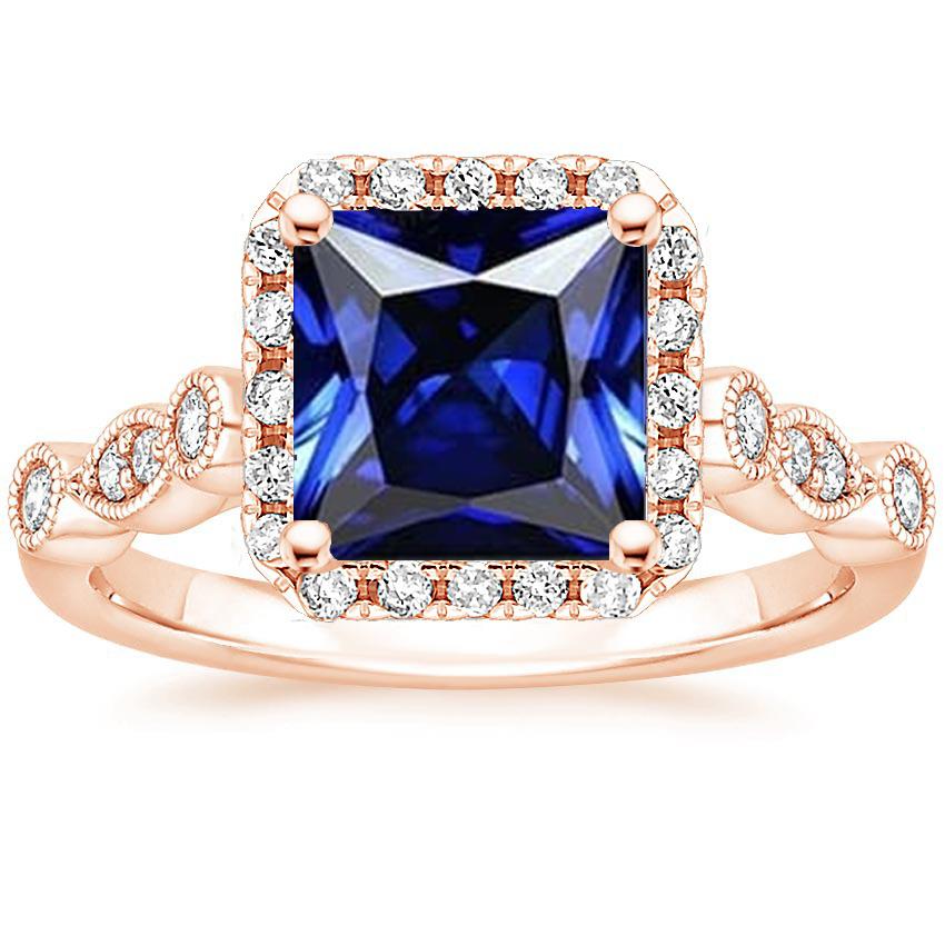 Damen Halo Edelstein Ring Prinzessin Ceylon Saphir 6 Karat Roségold - harrychadent.de