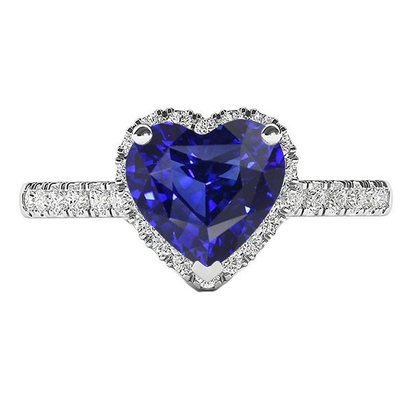 Damen Halo Heart Srilanka Saphirring & Diamanten 3,50 Karat - harrychadent.de