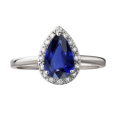 Damen Halo Ring Birnenschliff Ceylon Saphir 2.50 Karat Weißgold 14K - harrychadent.de