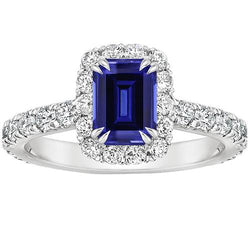 Damen Halo Ring Smaragd Sri Lanka Saphir & Diamant 5 Karat