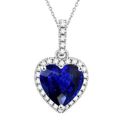 Damen-Halskette mit Herzblauem Saphir und Aus der Erde Abgebauter Natürlicher Diamanten, 5,50 Karat