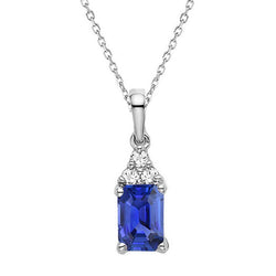 Damen-Halskette mit Smaragd-Ceylon-Saphir- und Aus der Erde Abgebauter Natürlicher Diamantanhänger, 1,25 Karat