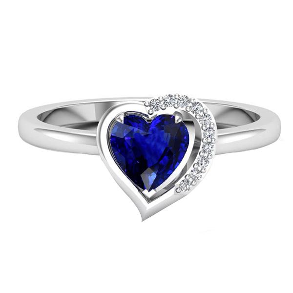 Damen Herz Edelstein Ring Blauer Saphir 2 Karat Krappen Set Diamanten - harrychadent.de