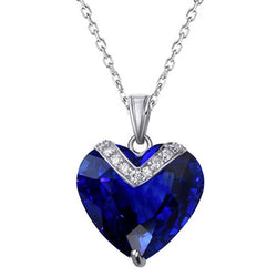 Damen-Herzanhänger Dunkelblauer Saphir & Aus der Erde Abgebauter Natürlicher Diamantschmuck 4,50 Karat