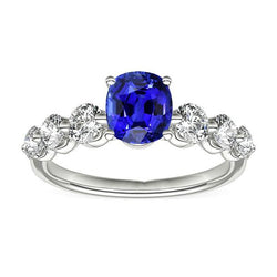Damen Jubiläumsring runder Aus der Erde Abgebauter Natürlicher Diamant & Saphir Edelstein 2,50 Karat