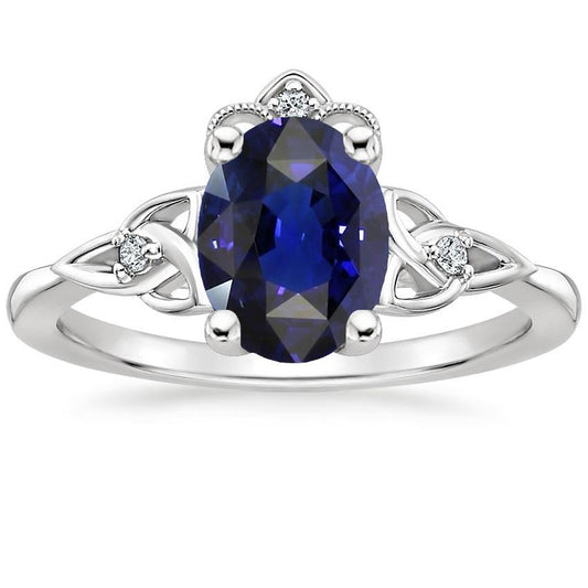 Damen Kleiner Diamant Goldring Vintage Style Blauer Saphir 2.50 Karat - harrychadent.de