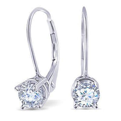 Damen Krappen-Set runder Aus der Erde Abgebauter Natürlicher Diamant-Hebel-Ohrring 2 ct. Weißgold 14K
