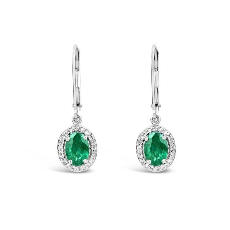 Damen Ohrringe Grün Smaragd Und Diamanten 5.30 Karat