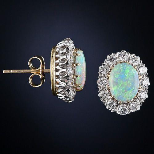 Damen Ohrstecker 11 Kt Opal Mit Diamanten Gelbgold 14K - harrychadent.de